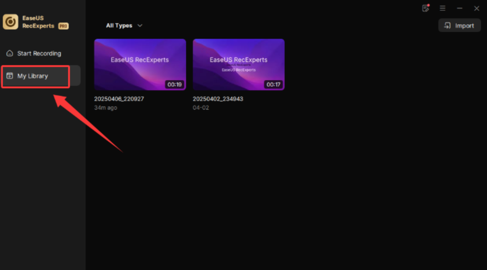 Avvio e gestione della registrazione di EaseUS Screen Recorder