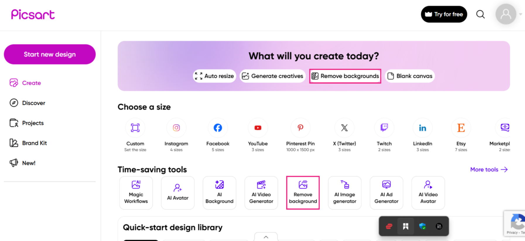 Greife auf die Picsart-Web-App zu