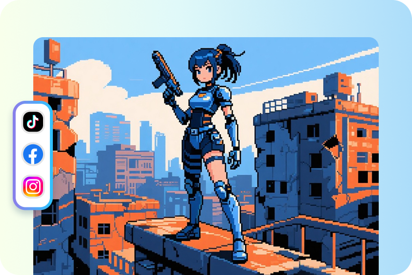 Fan art posters in pixel art style