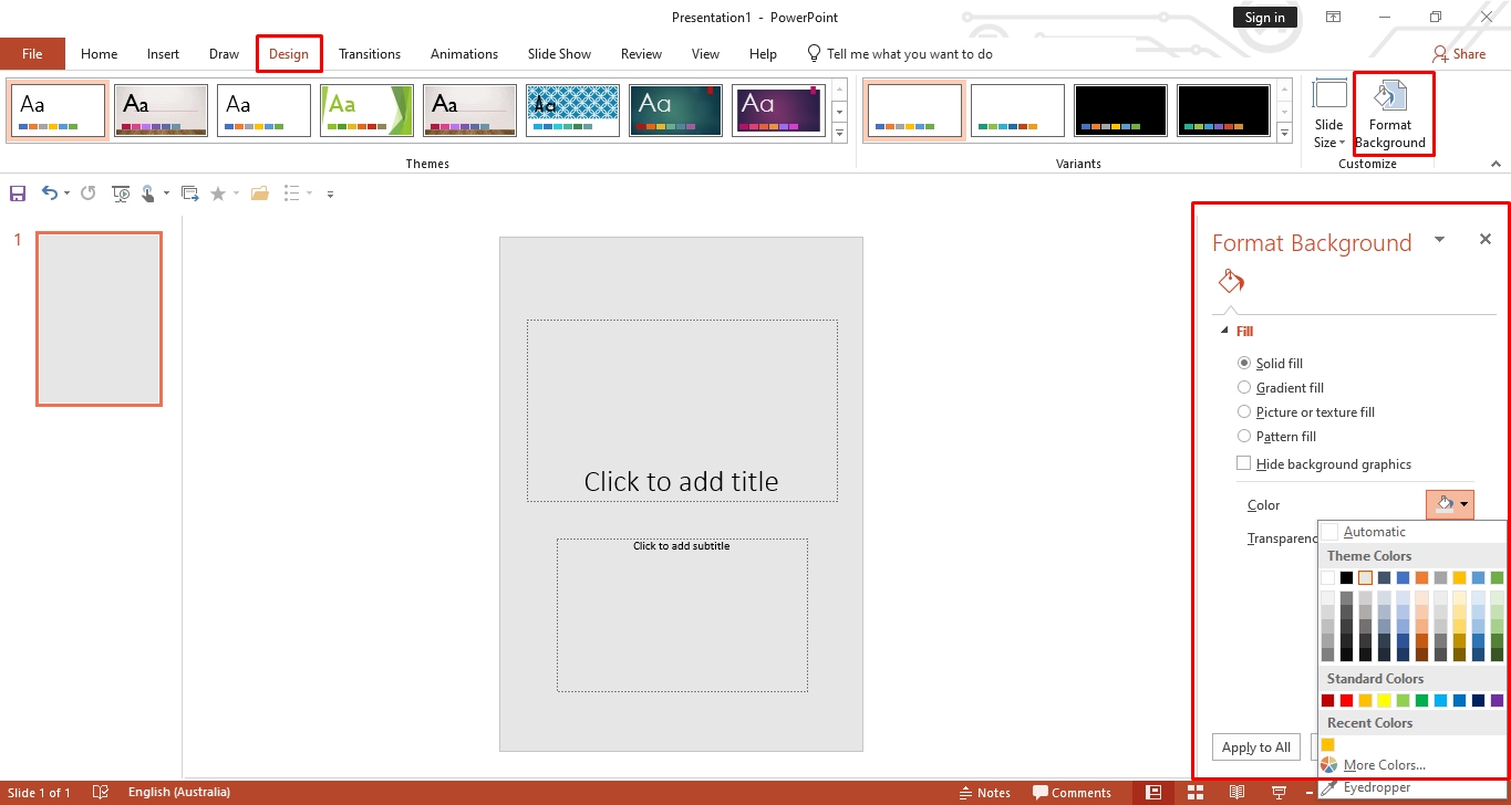 Seleccionar el fondo para un póster en PowerPoint
