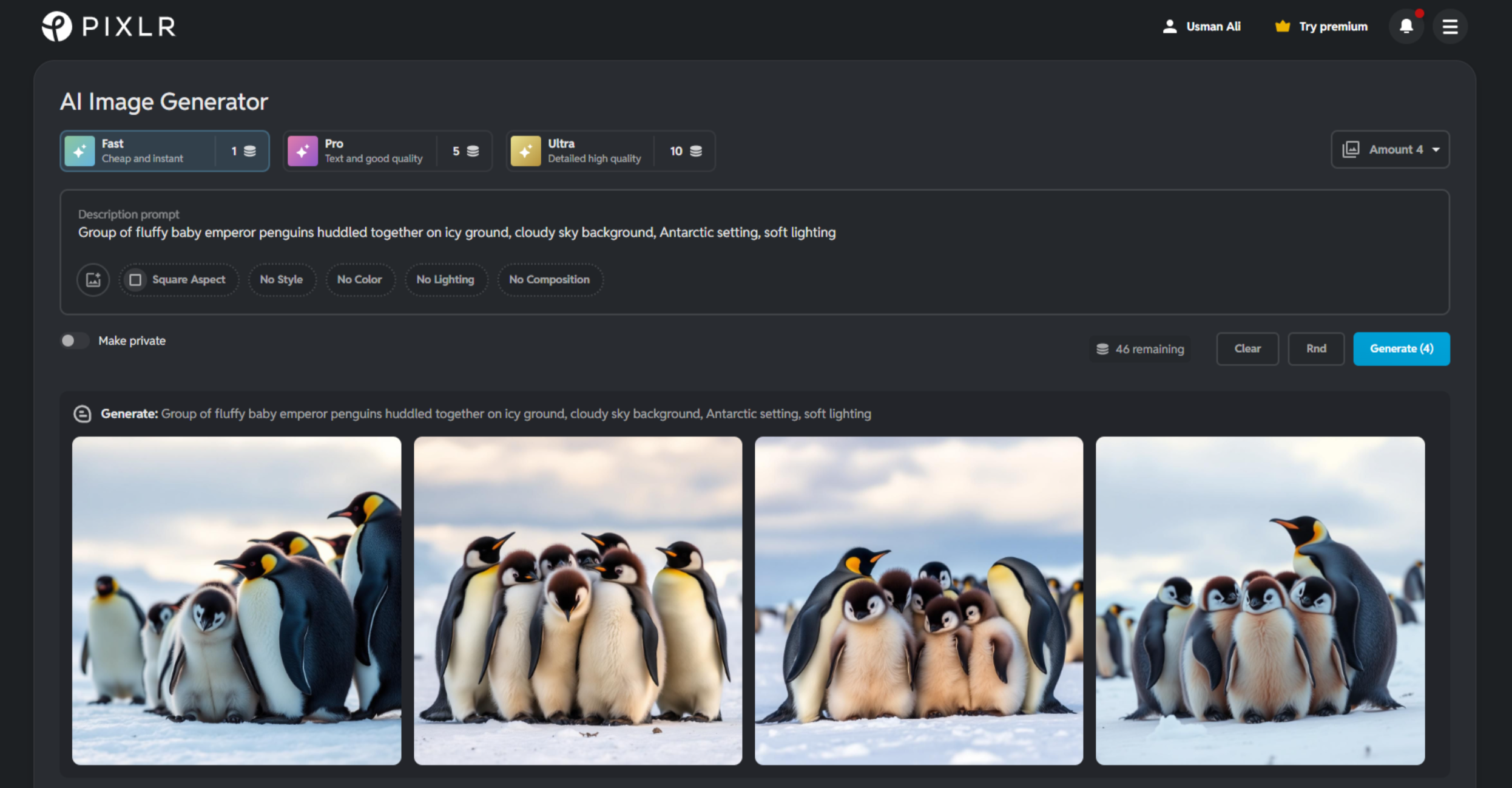 Benutzeroberfläche von Pixlr - einem weiteren effizienten KI-Bildgenerator.