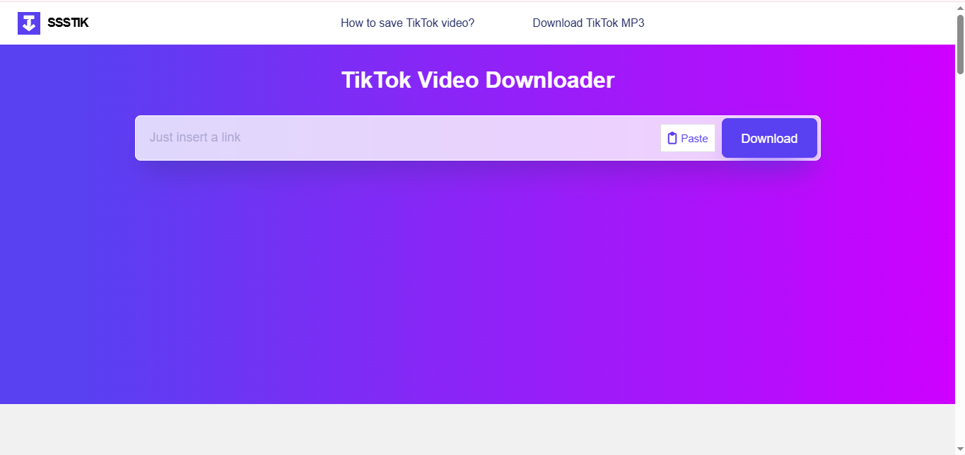 Interface of SSSTikTok - the  best TikTok thumbnail downloader