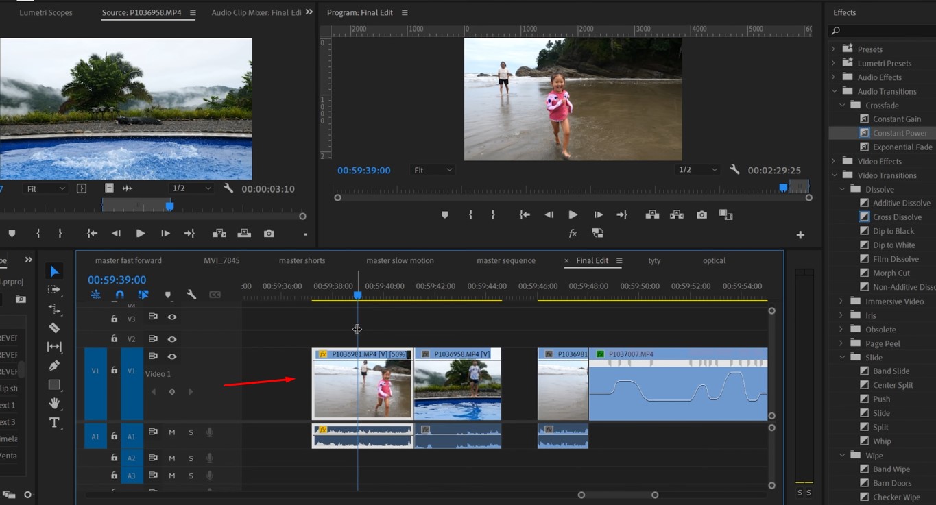 Select the clip to start the process of how to gradually speed up a video in Premiere Pro