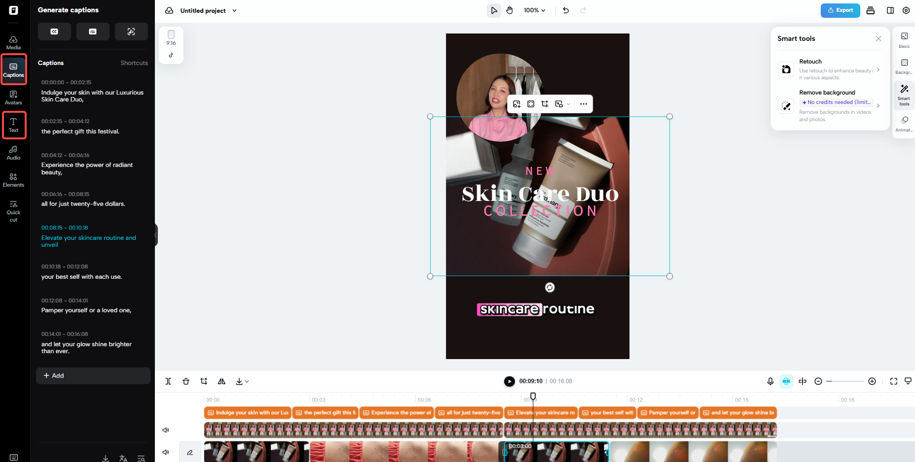 Auto-captioning & text overlays