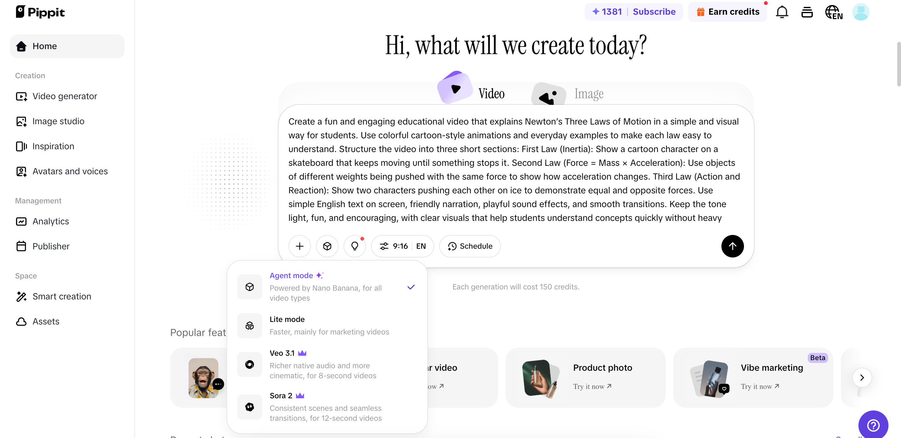 Upload your media and write prompts