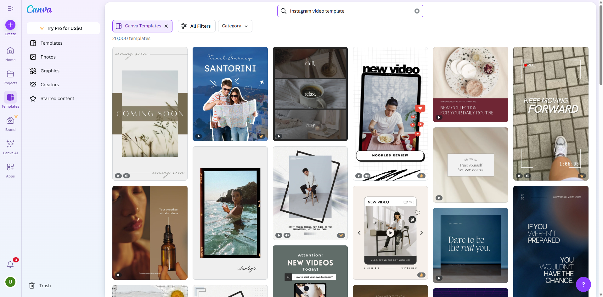 Canva Instagram video template for reels and stories