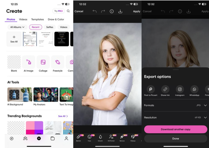 Using Picsart Facebook photo editor to enhance images