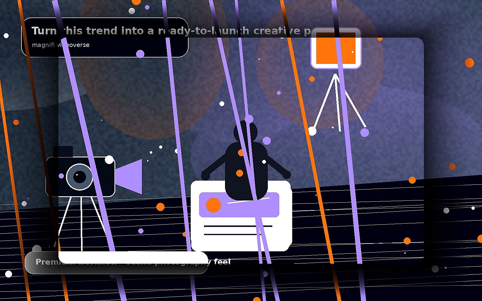 Turn this trend into a ready-to-launch creative plan — premium scene image for magnifi videoverse