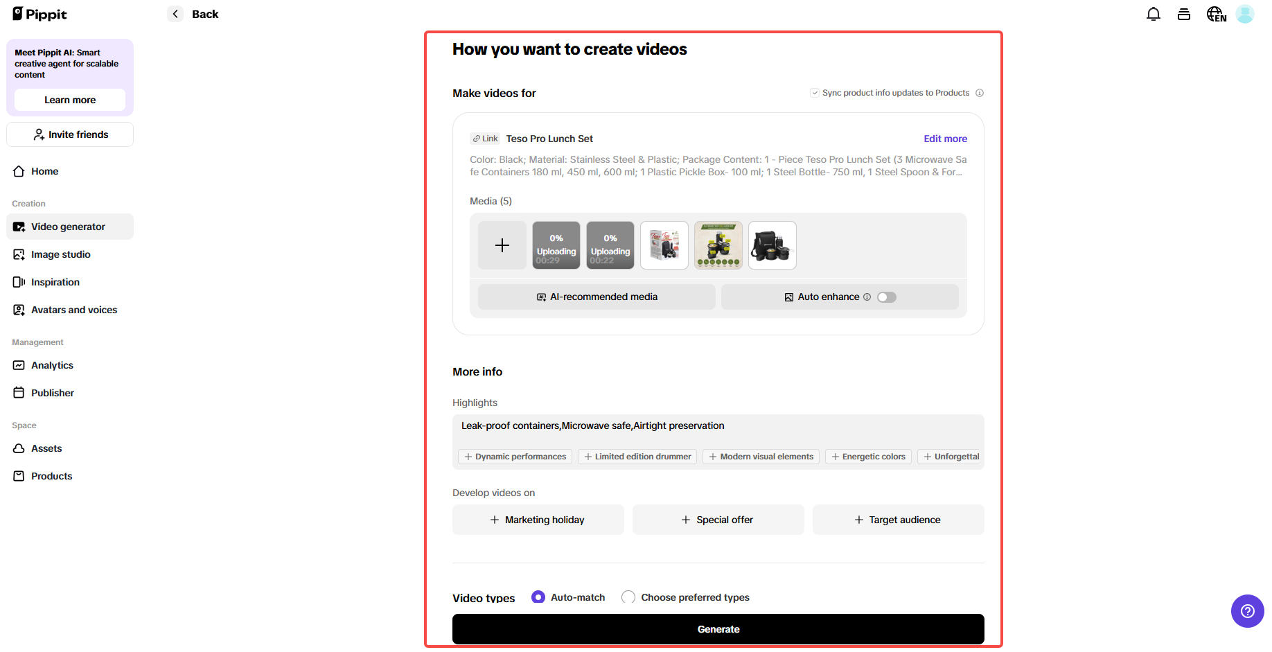 Generate UGC video