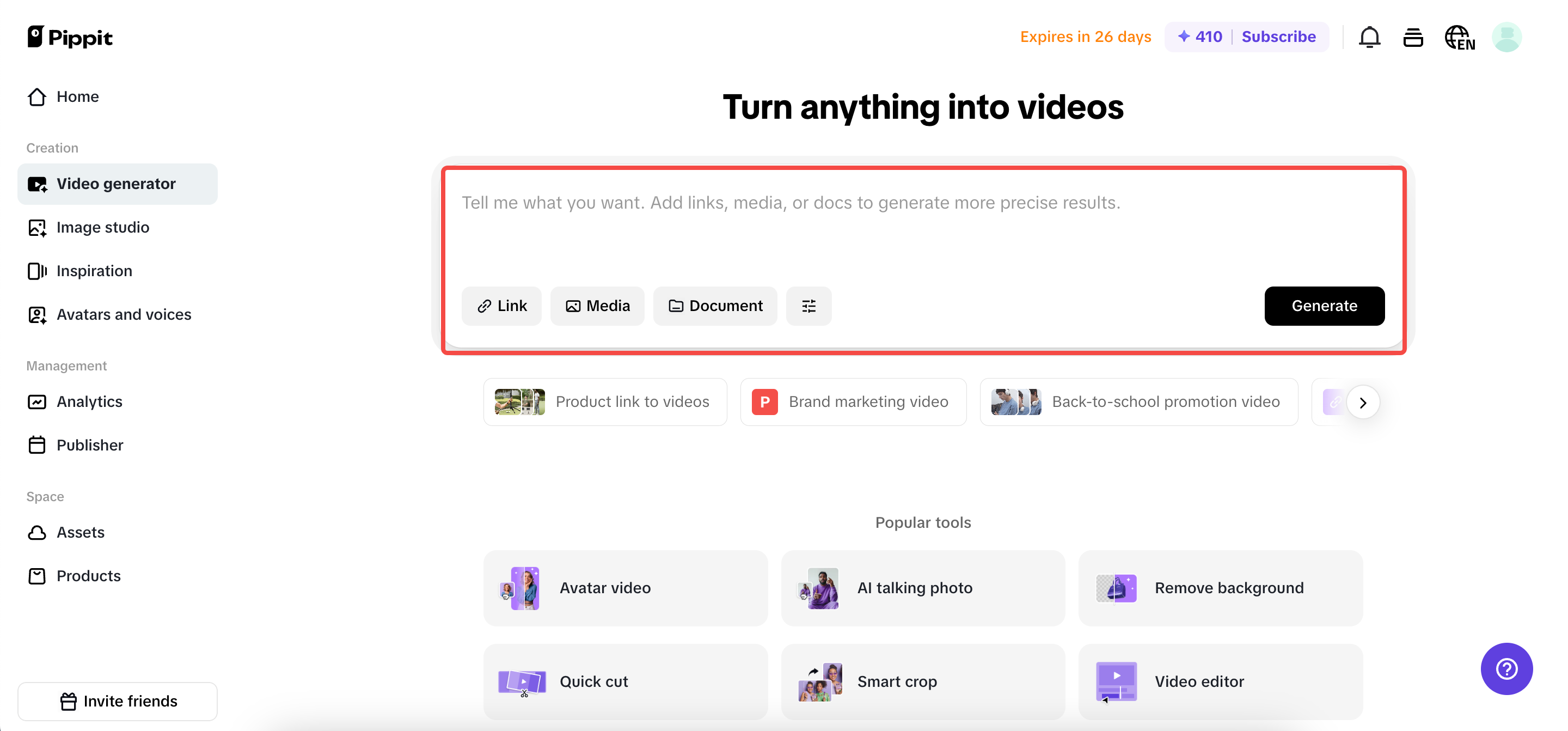 Enter a link or media