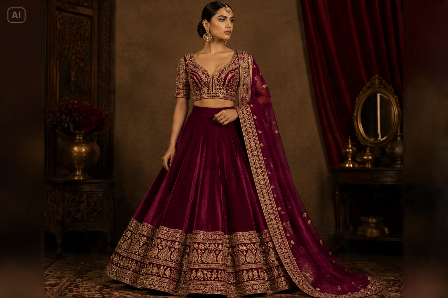 Royal Red Silk Bridal Lehenga