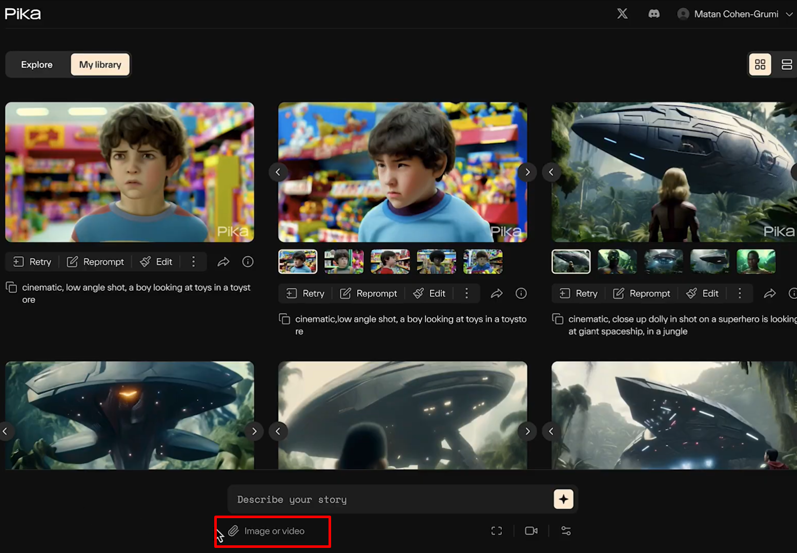 Uploading an image to Pika