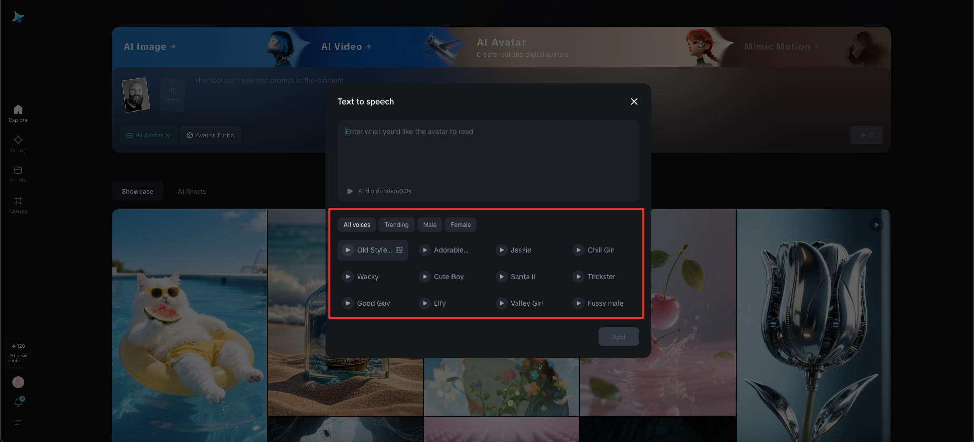 Vozes de IA Dreamina