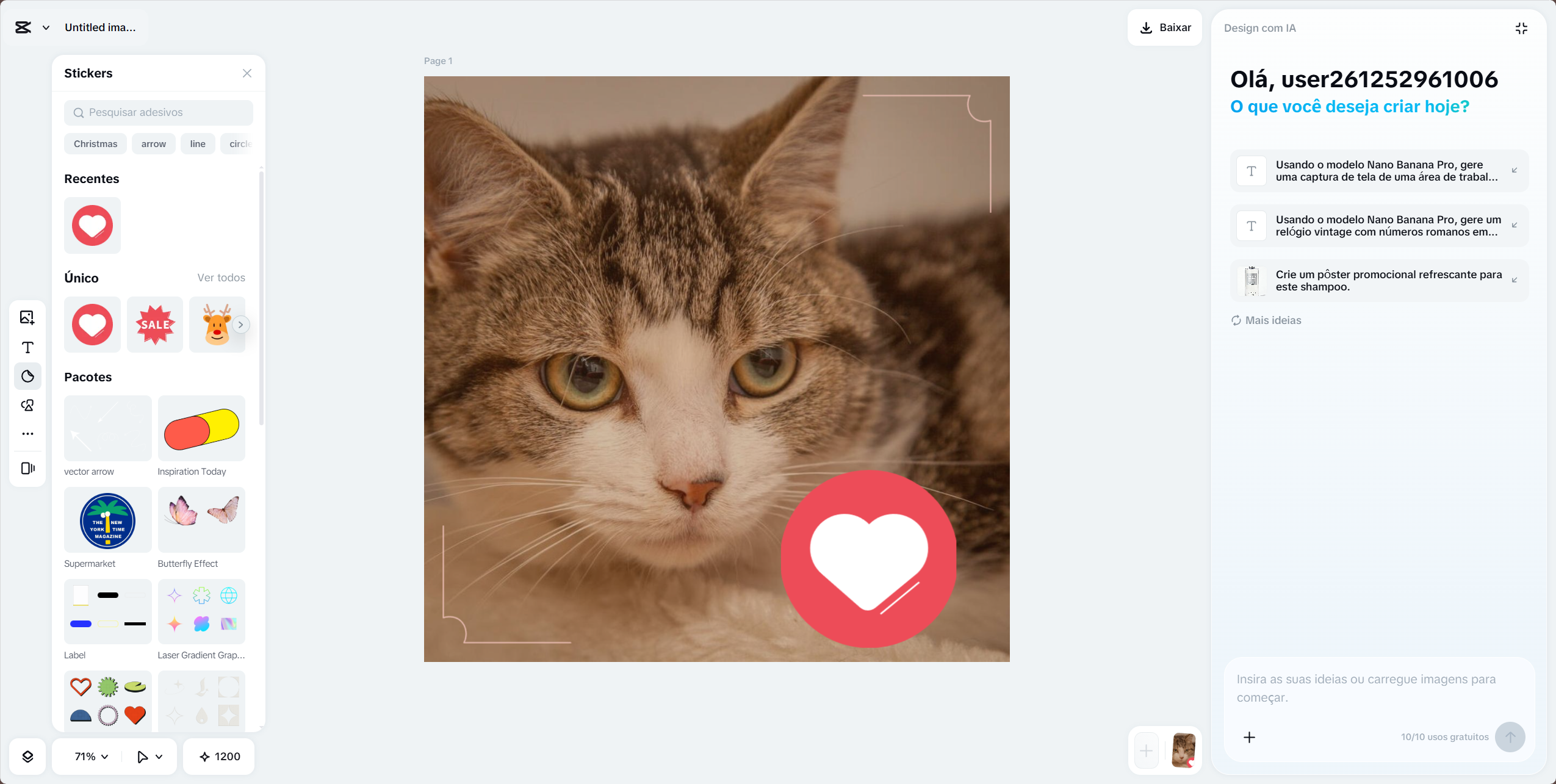 Abrindo um novo projeto no CapCut e selecionando imagens para criar figurinhas
