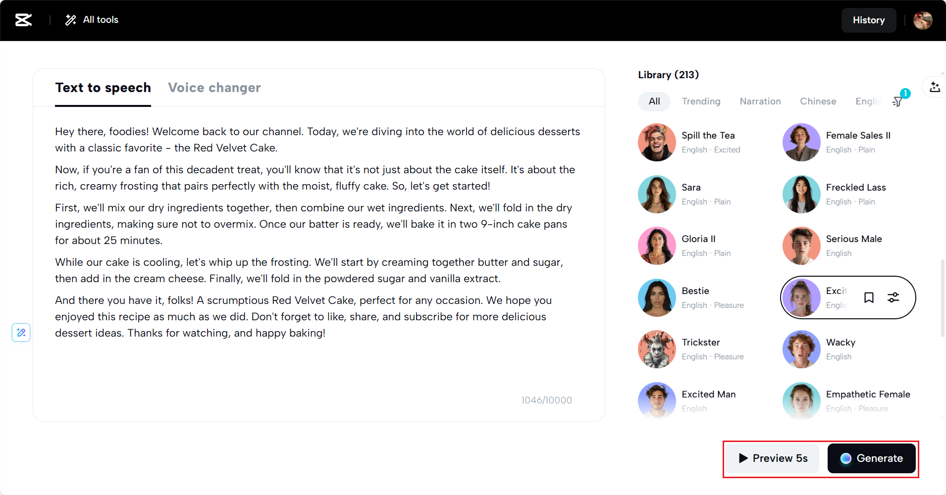Pré-visualizar e gerar