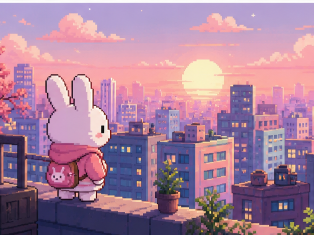PixelBunny AI Alternatibong prompt halimbawa 3 - Pastel pixel town