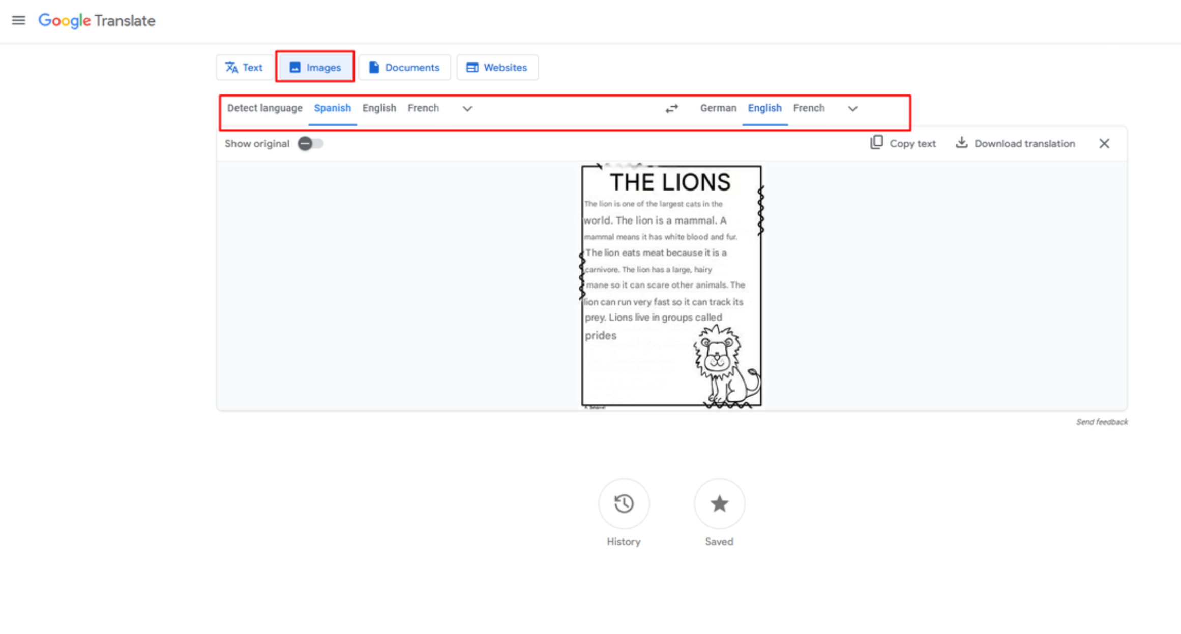 Translating the images from Spanish text to English with CapCut Web