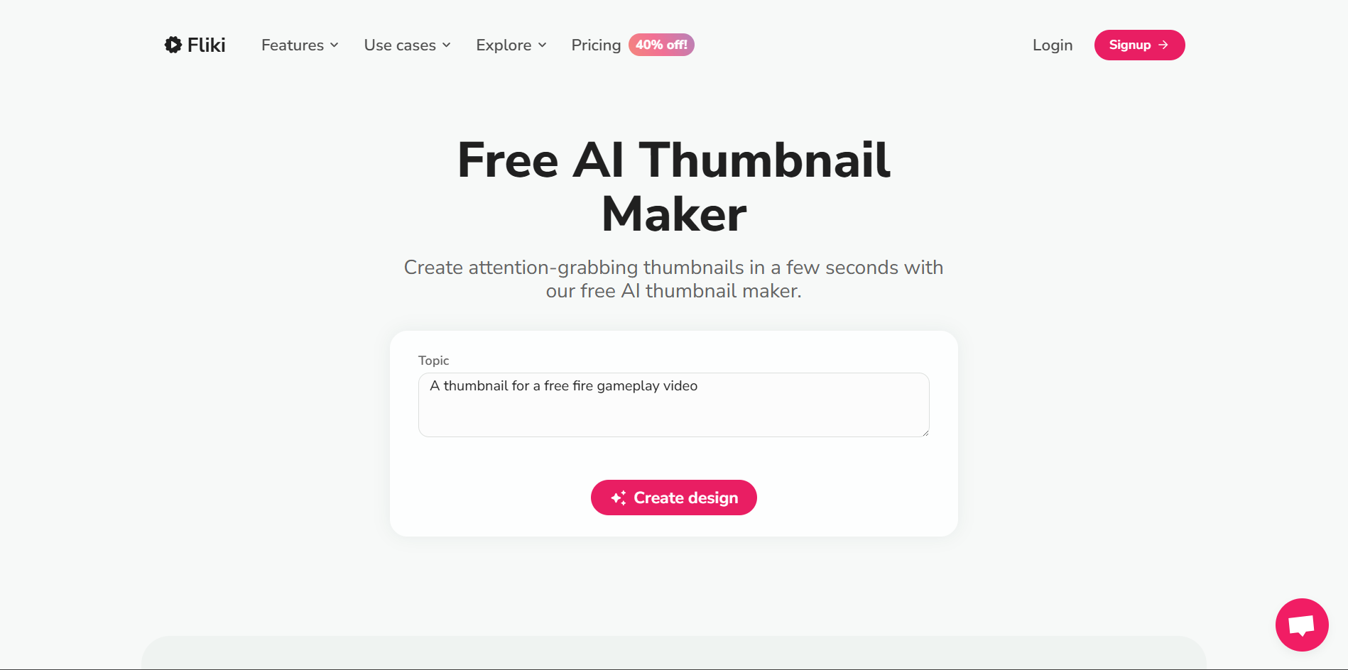 Interface of Fliki - a valuable AI thumbnail creator