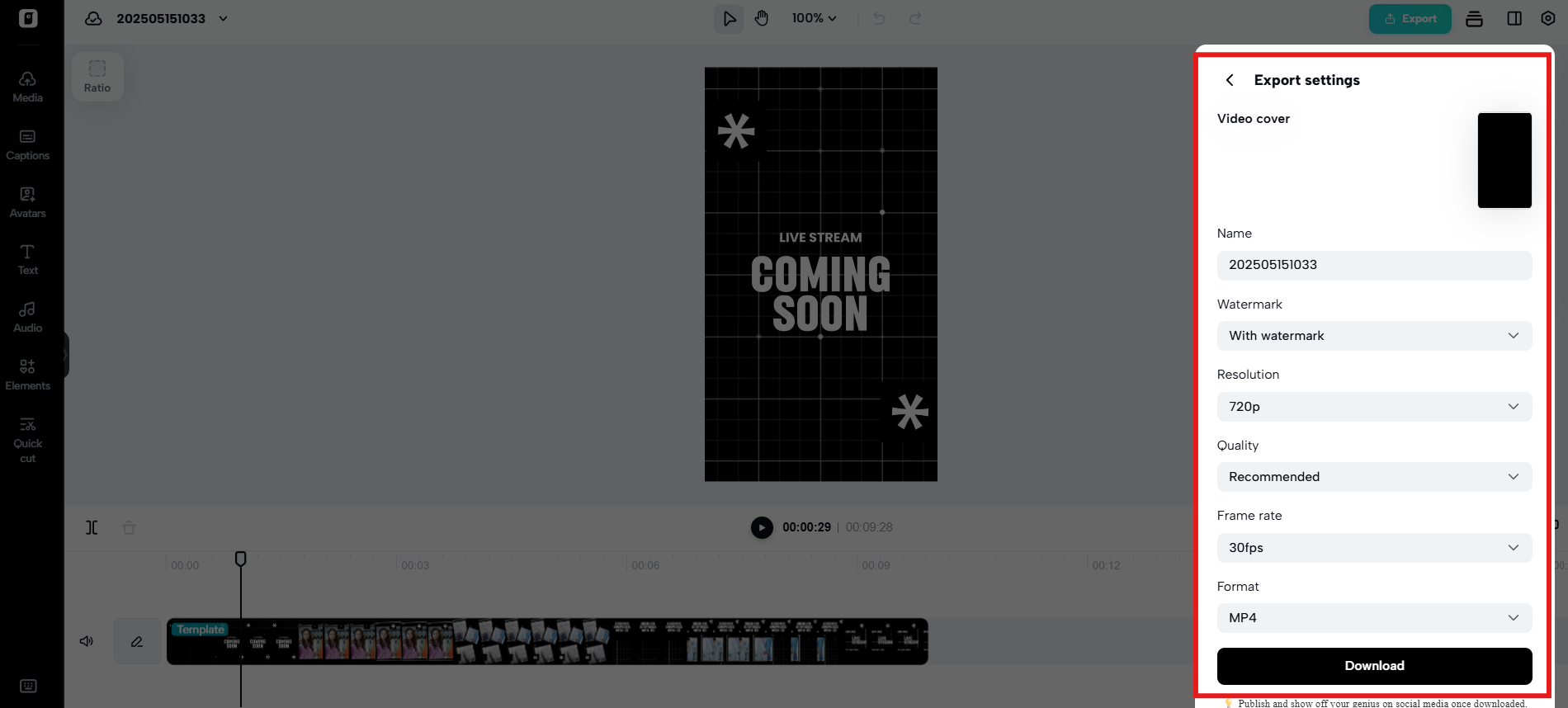I-export at i-publish ang video