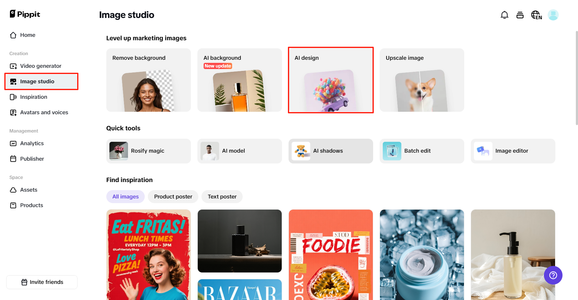 Access the "AI design" section