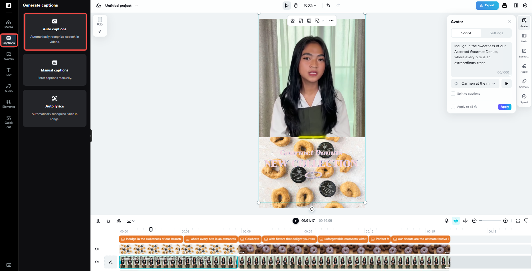 Auto captions instantly