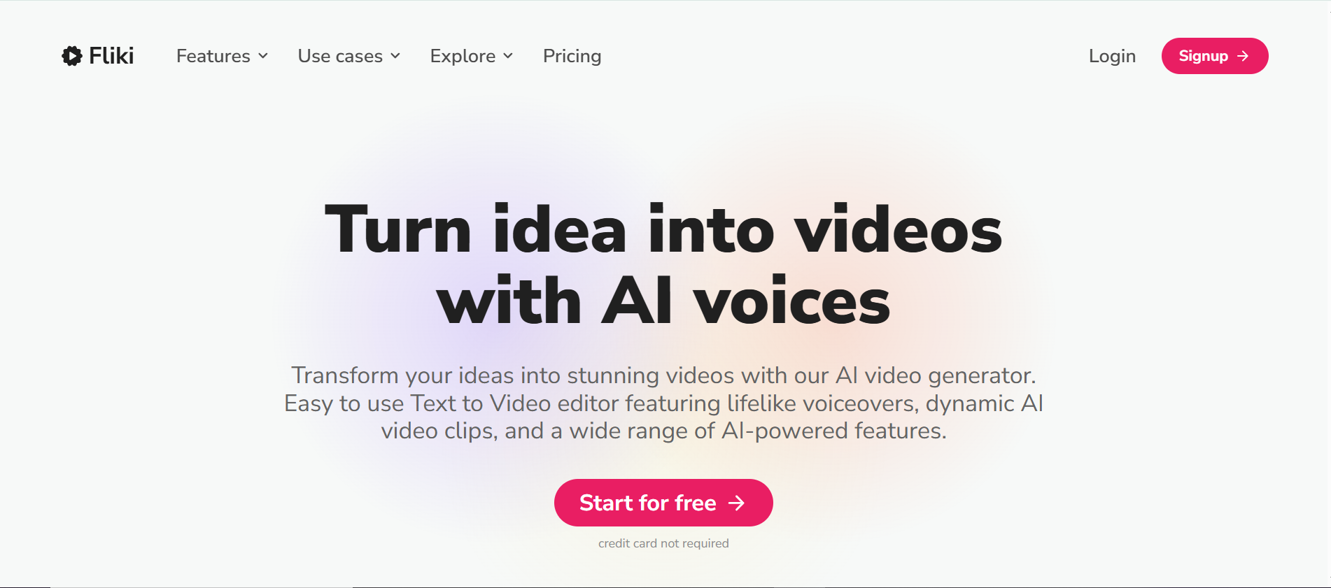 Rozhraní Fliki AI text-to-word