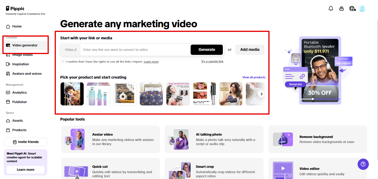 Pippit na tagalikha ng video