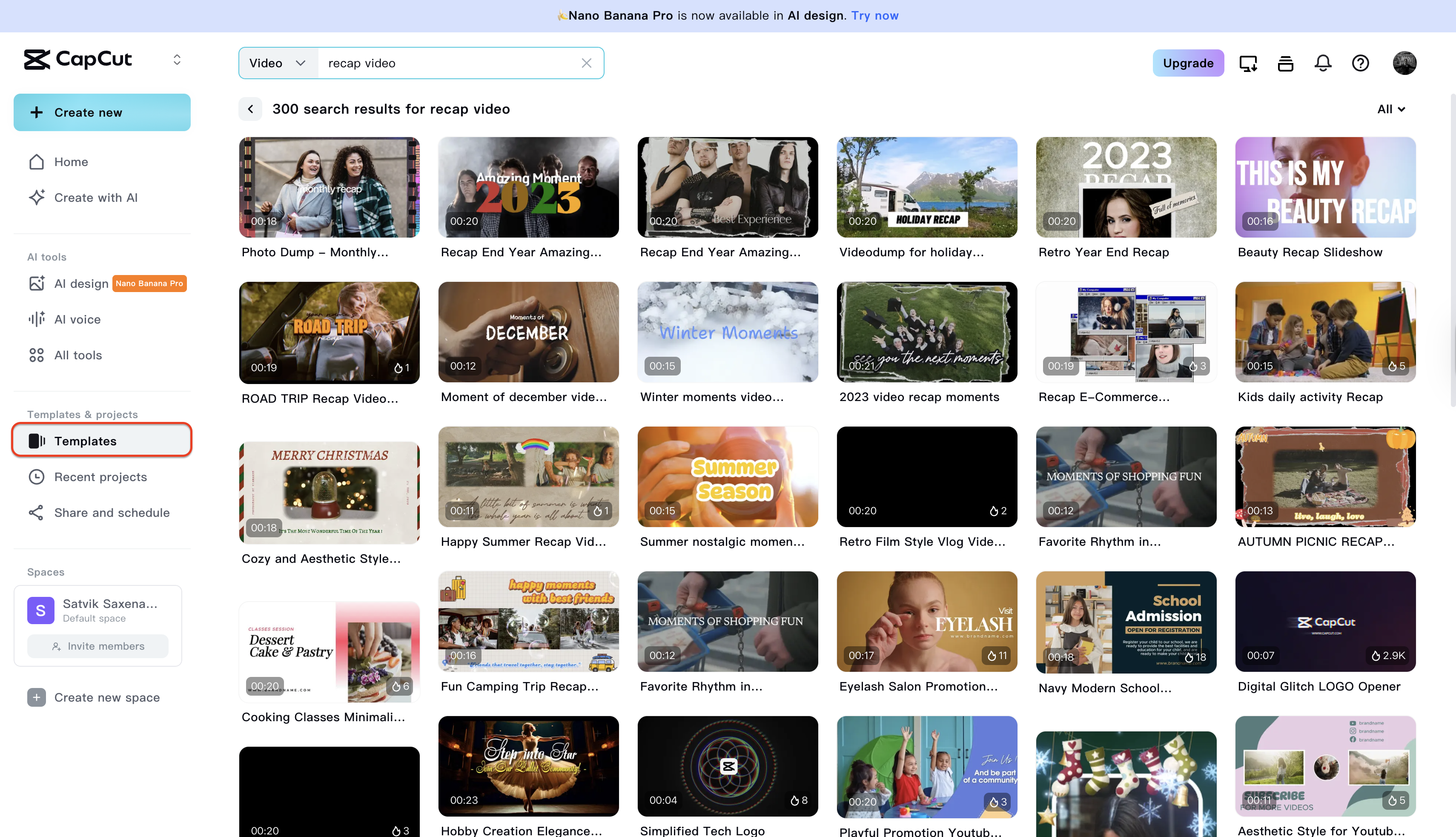 CapCut's recap video templates