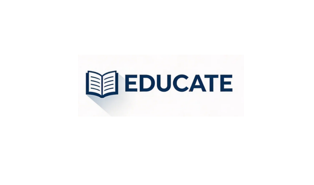 Minimalist education logo with a small book icon