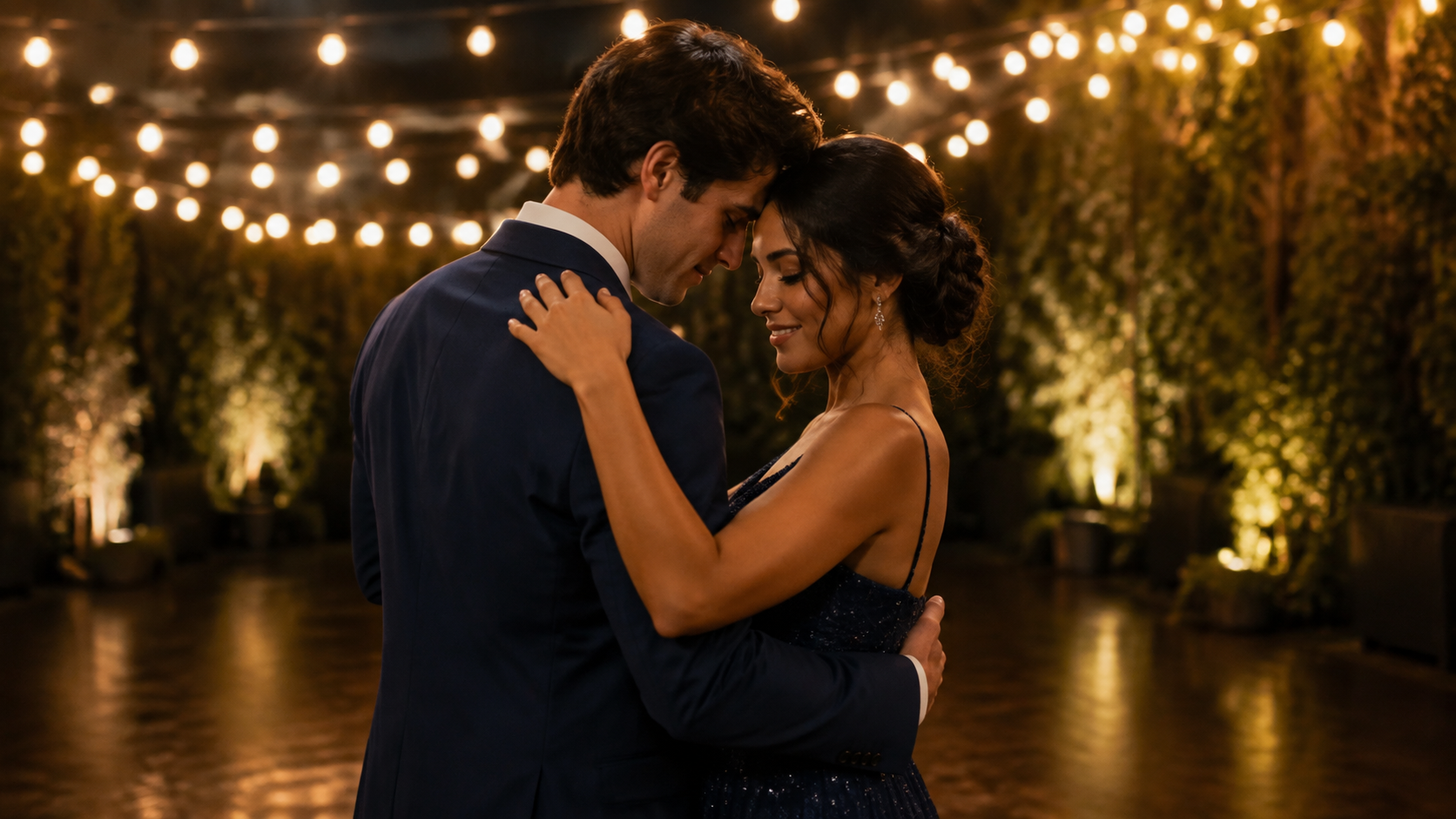 Dance Under String Lights para prompts de fotos de casal de volta ao lar
