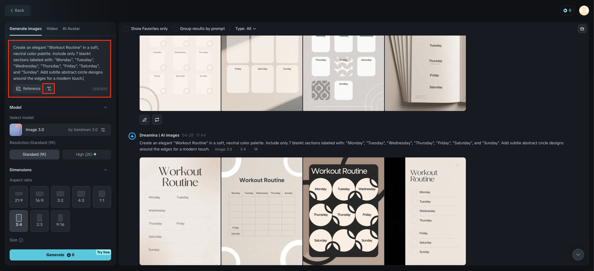 Free exercise schedule maker
