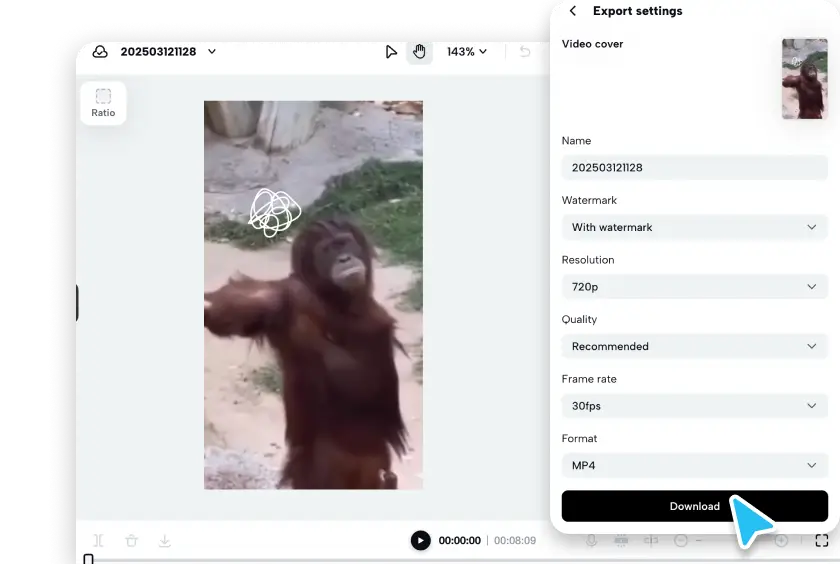 Export and share your funny video
