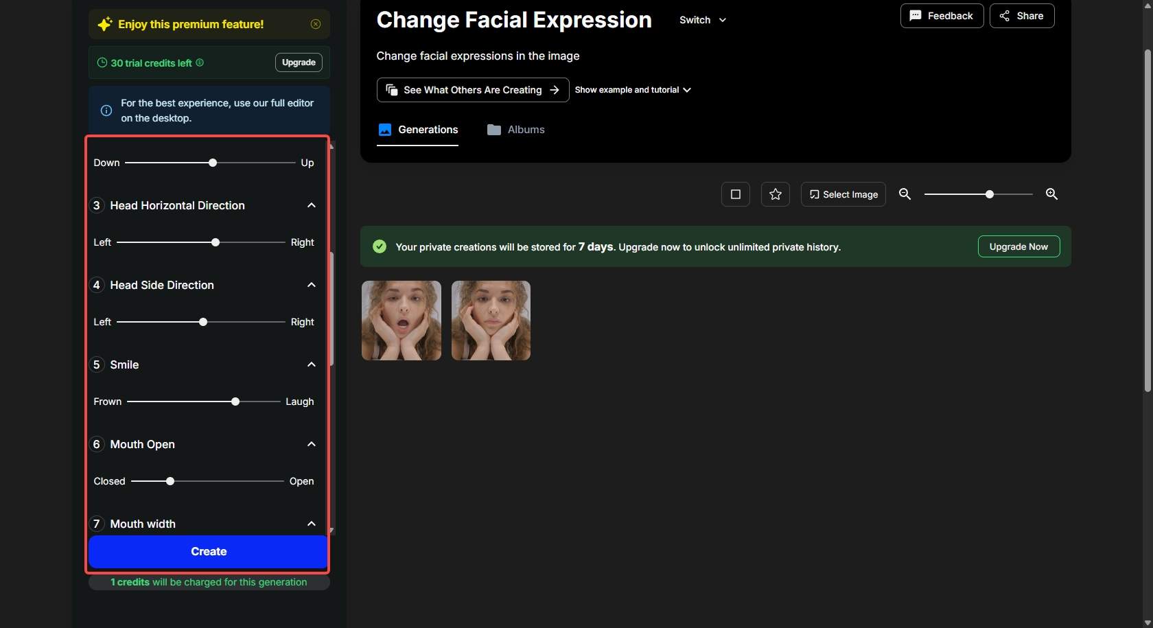 Navigate to the Face tools