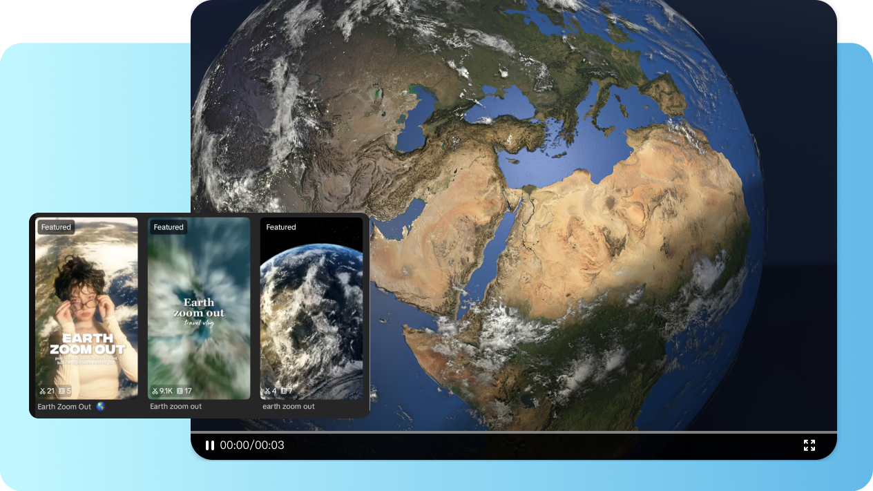 Шаблоны масштабирования CapCut Earth AI бесплатно