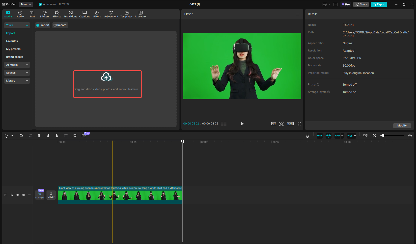 Importer la vidéo sur CapCut
