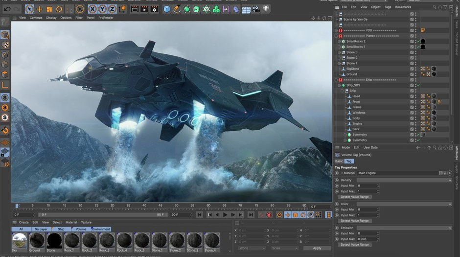 Interface of Cinema 4D - an easy motion graphics software
