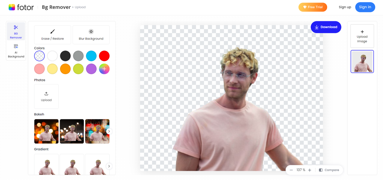 Fotor ecommerce remover grid
