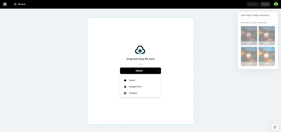 Upload options