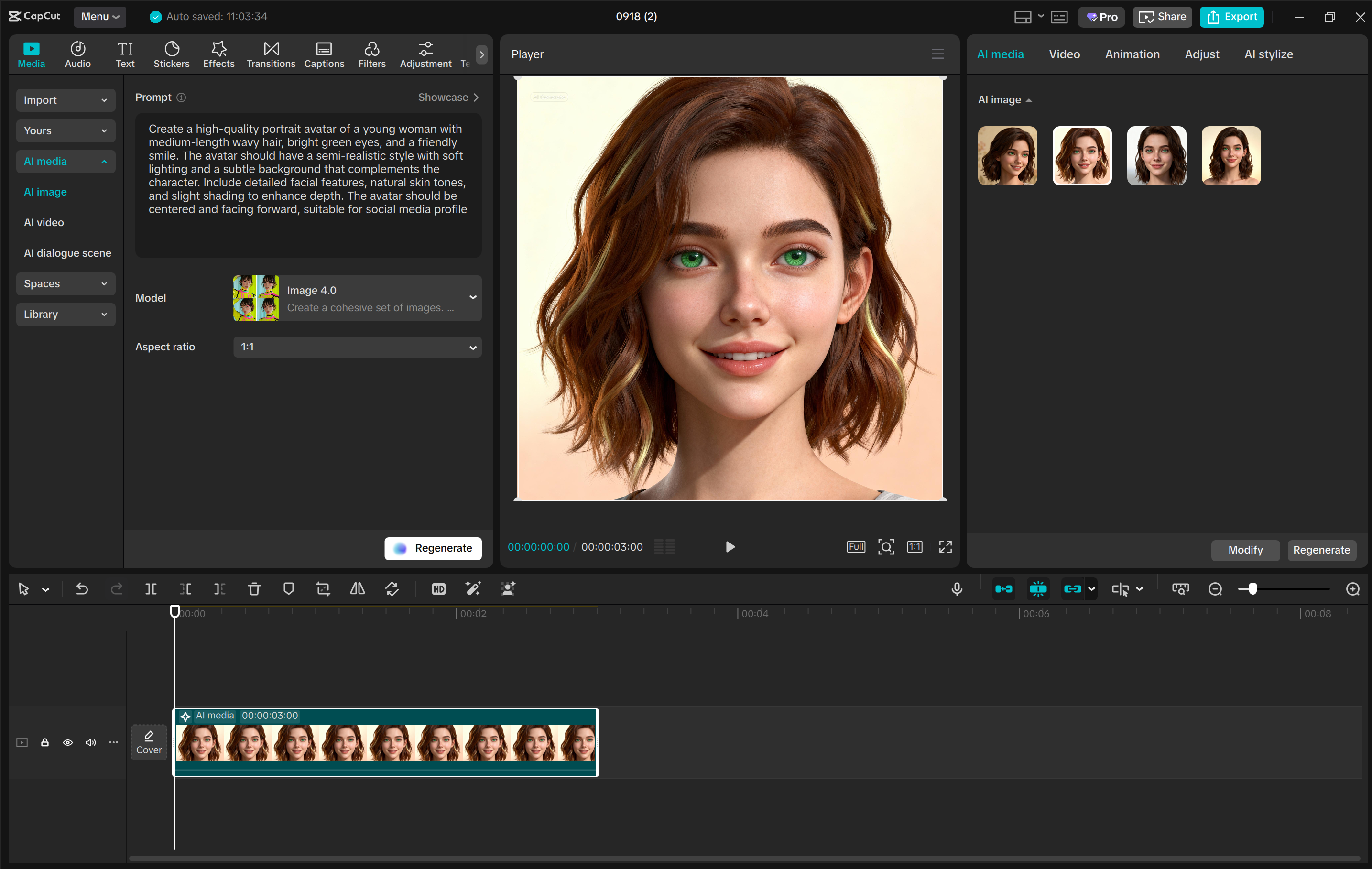 Interface of the CapCut desktop video editor - the best tool for AI image generation
