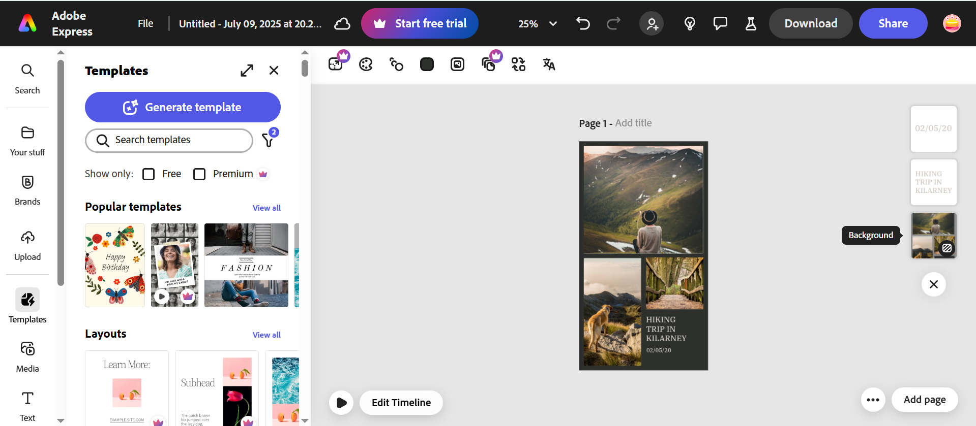 Adobe Spark - an online photo montage video maker