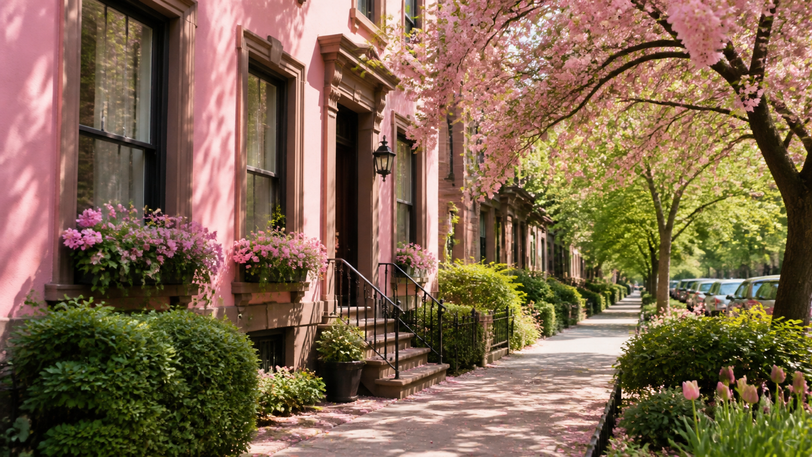 Pink green street example