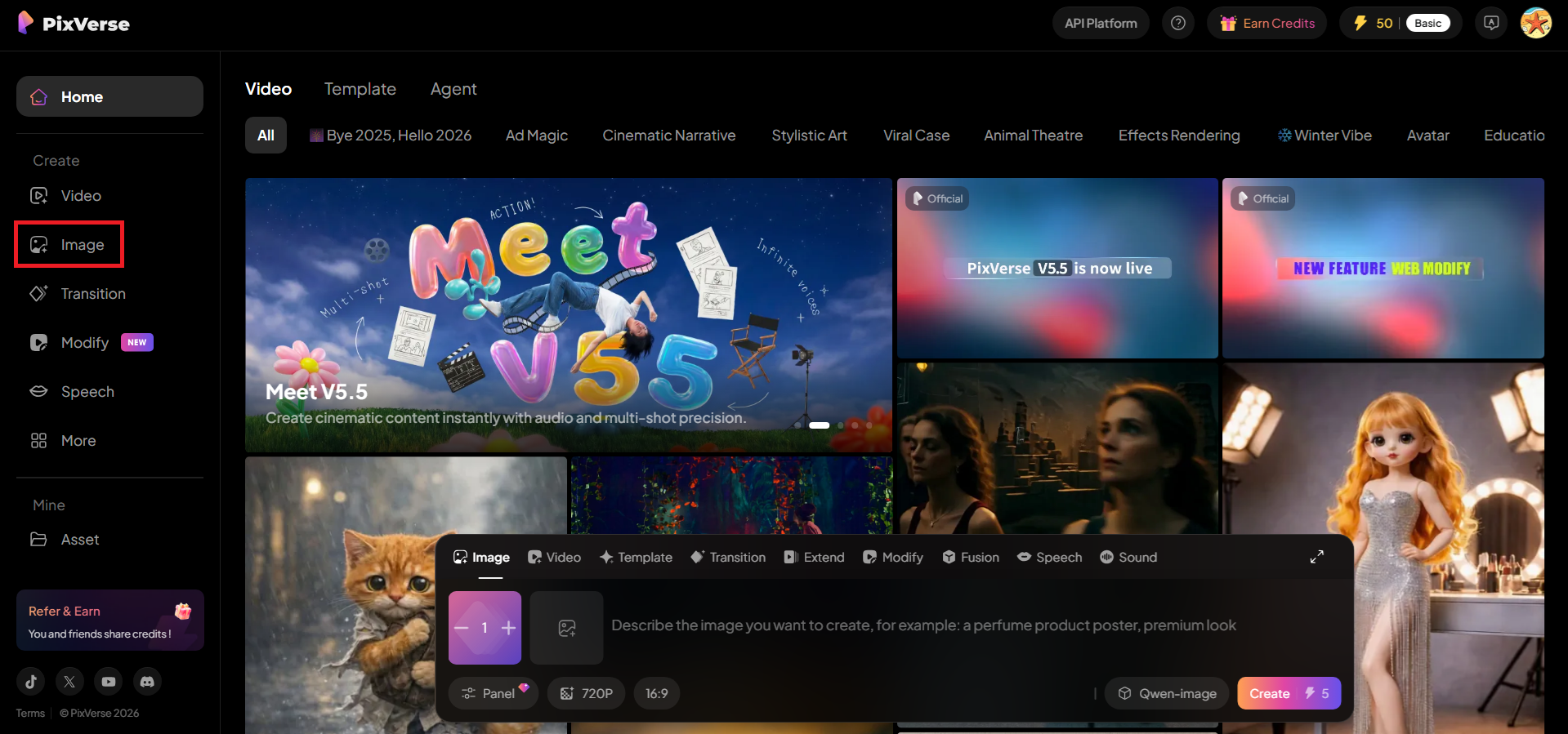 Open the PixVerse image tool