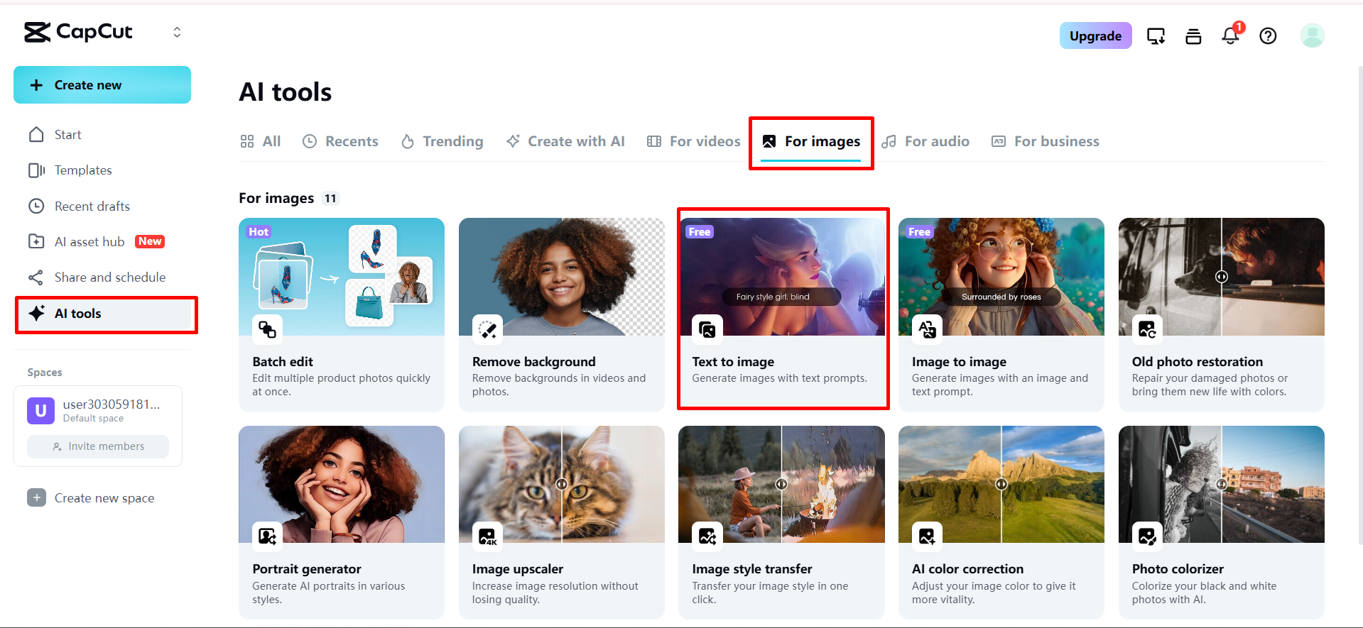 Abrindo a ferramenta geradora de imagens do CapCut
