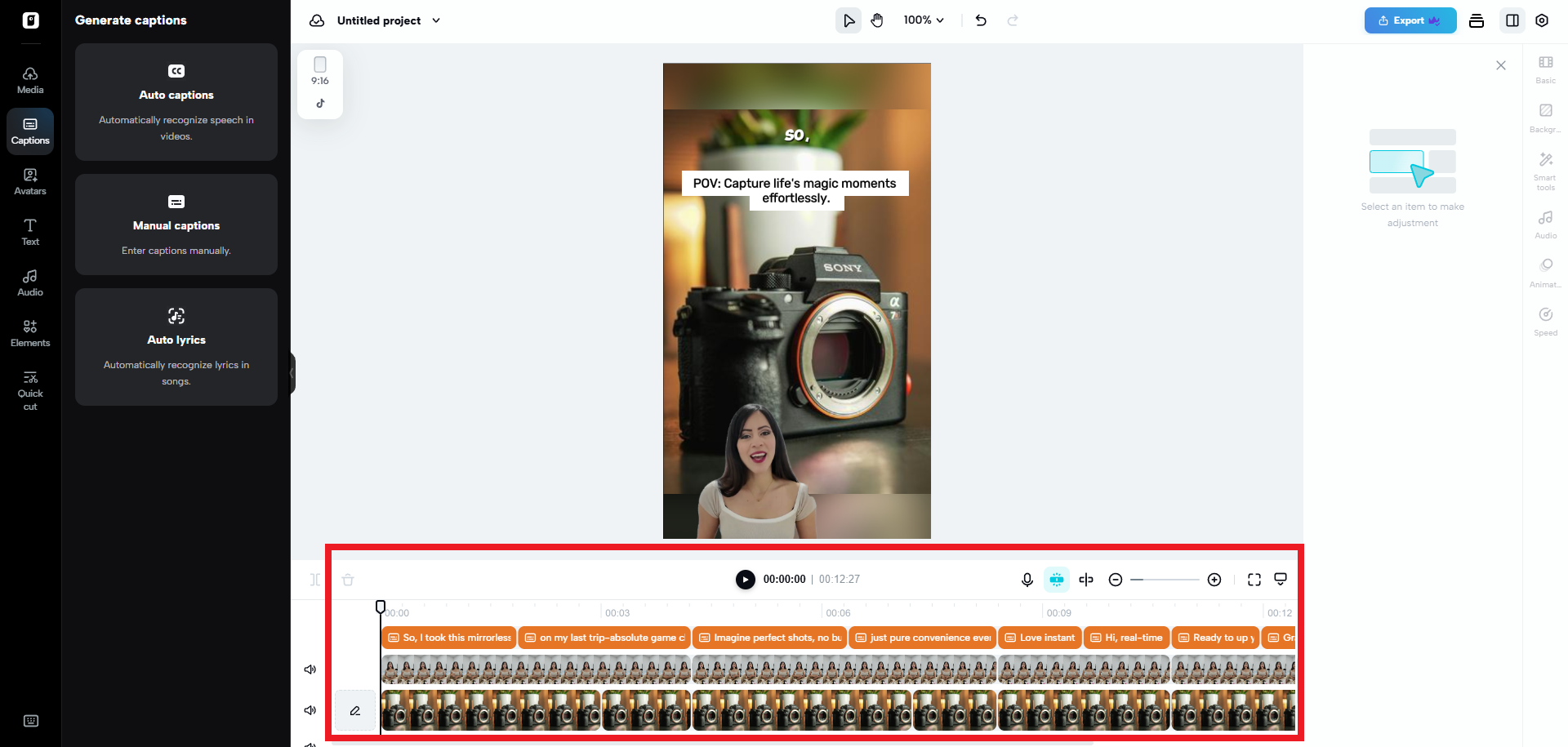The edit more interface