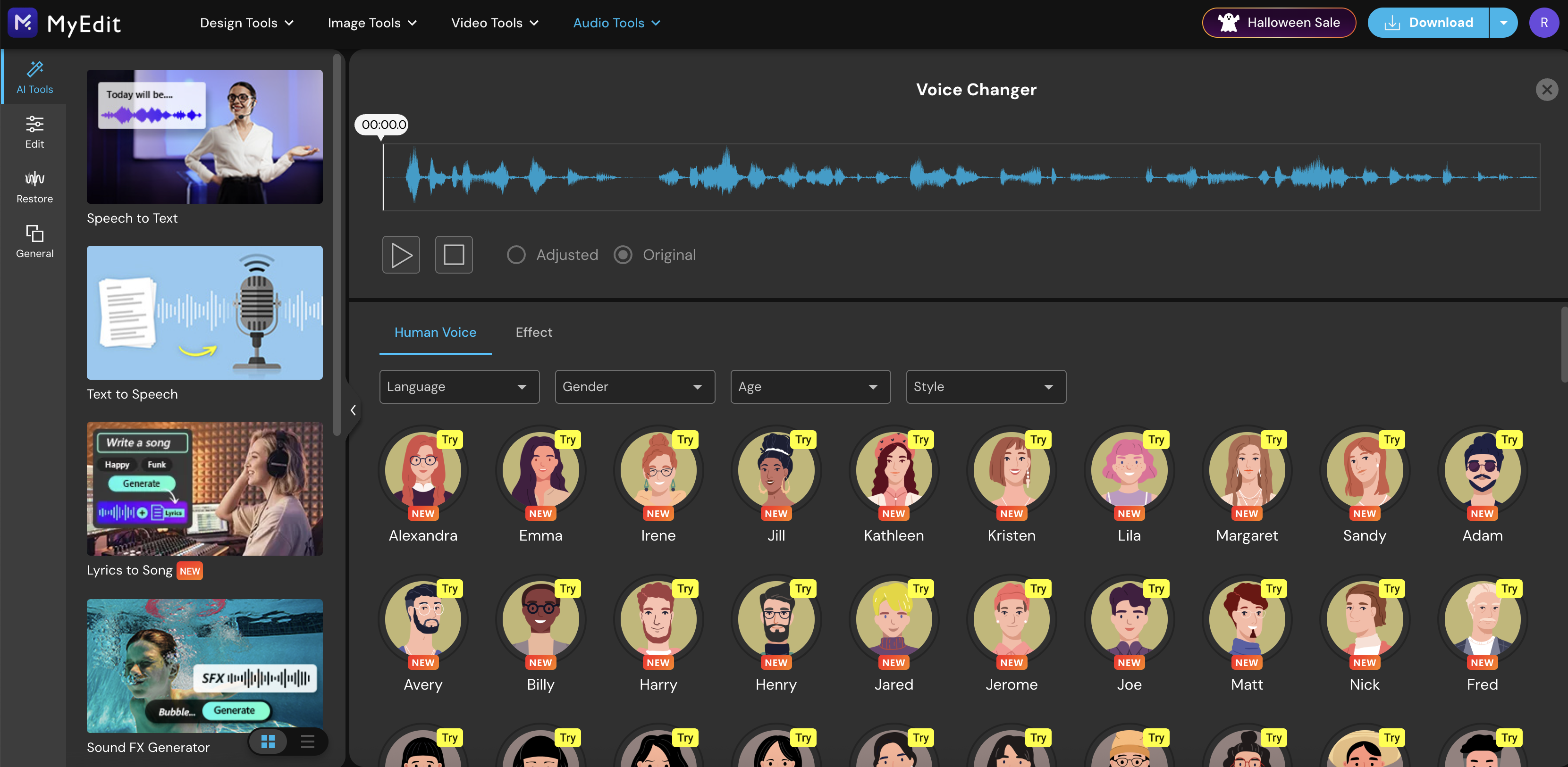 MyEdit text-to-speech accent generator
