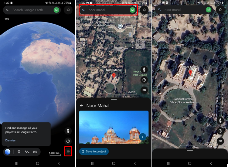 モバイルアプリでGoogleマップのズームビデオを作成する方法を示す画像
