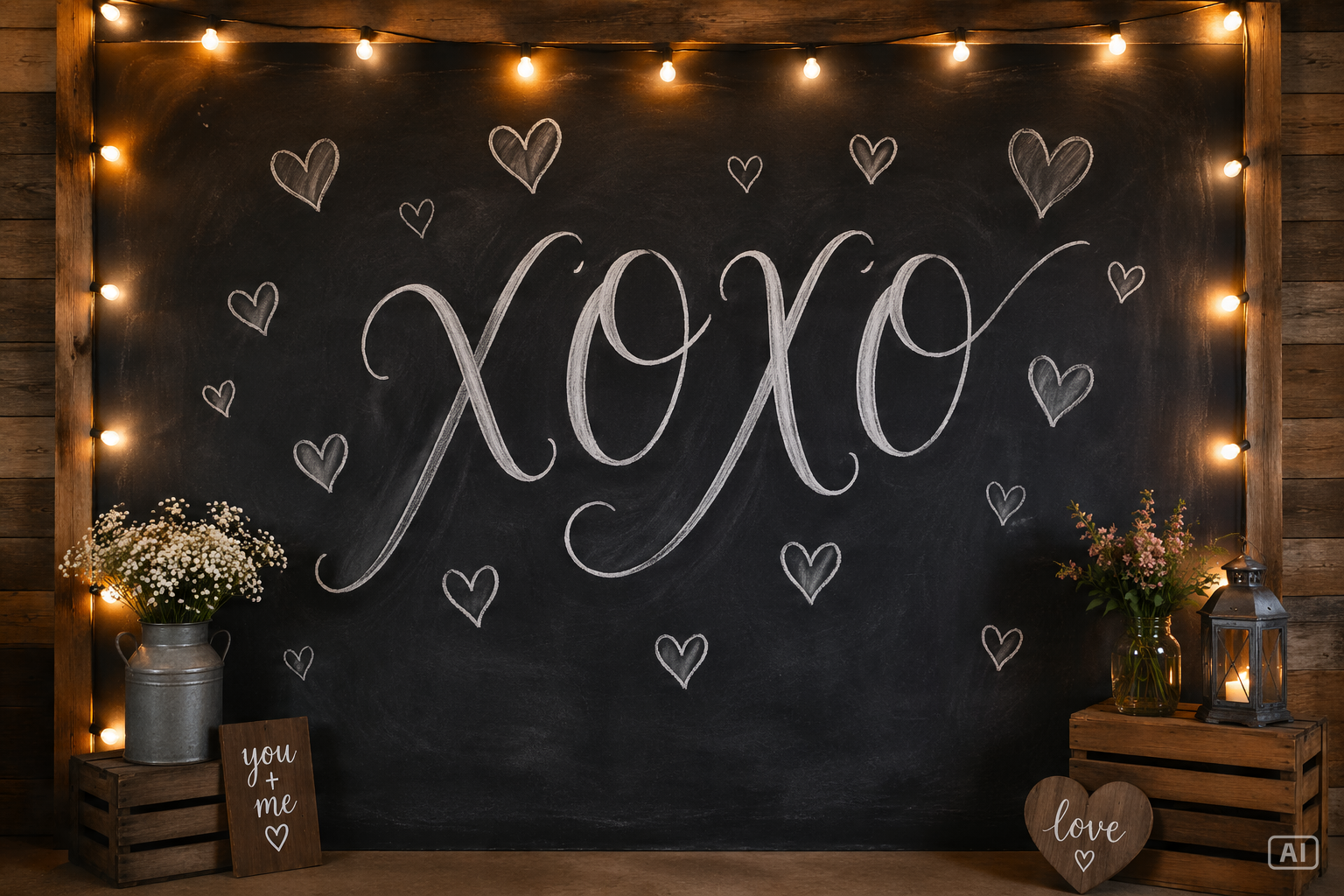 Chalkboard XOXO photo booth generated by Pippit