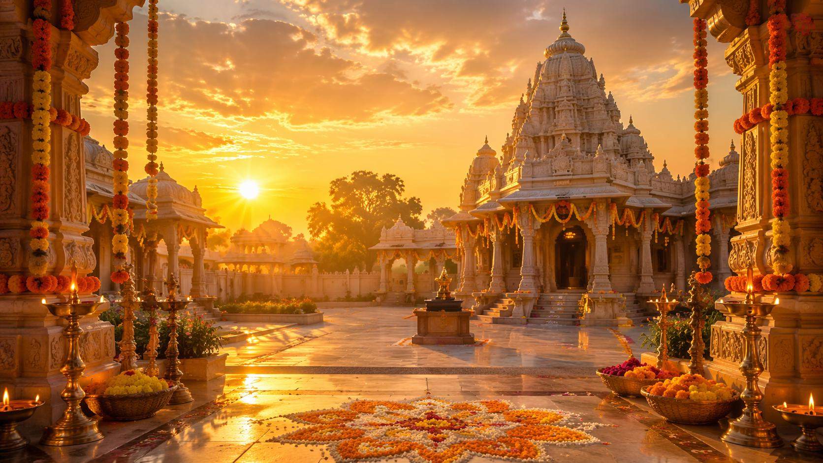 Dreamina yogini ekadashi deseja prompt prompt card 1: Saudação dourada do templo