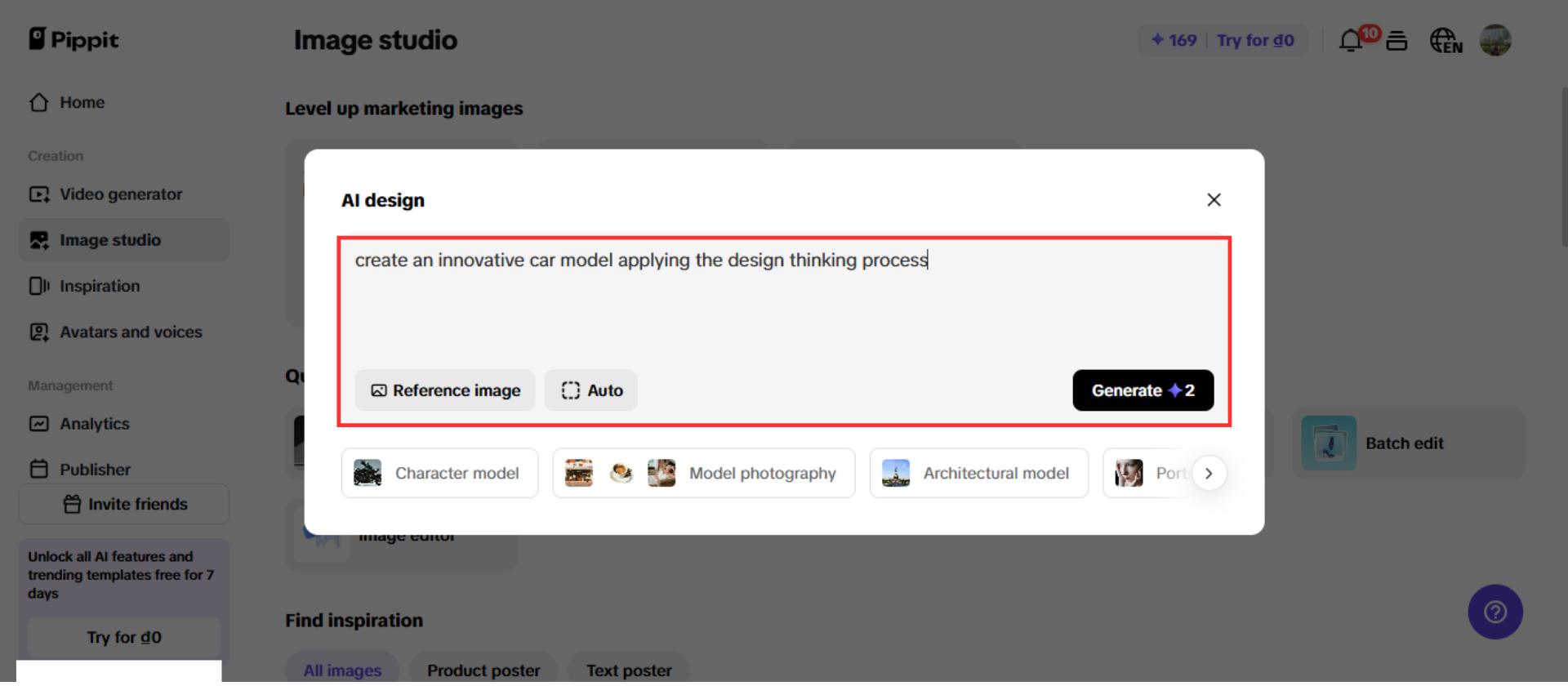Generieren Sie Ihr Design.