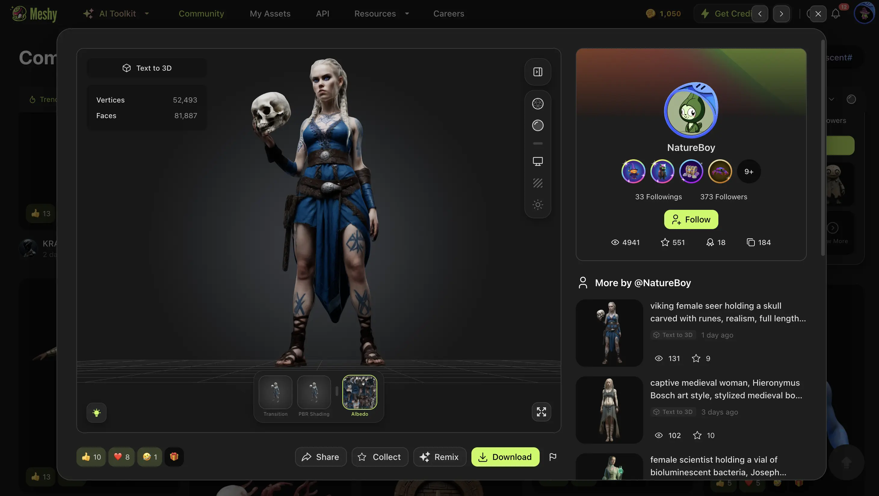 Interface of Meshy - a quick way to create your own 3D character for free